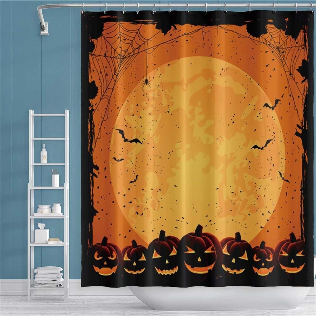 Qinunipoto Happy Halloween Shower Curtain Horrible Bats
