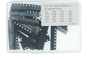 MERICDA 20values*10PCS=200PCS SOT-23 Zener Diode Including(3V 3V3 3V9 4V7 5V1 5V6 6V8 7V5 8V2 10V 12V 15V 16V 18V 20V 22V 24V 27V 30V 33V)