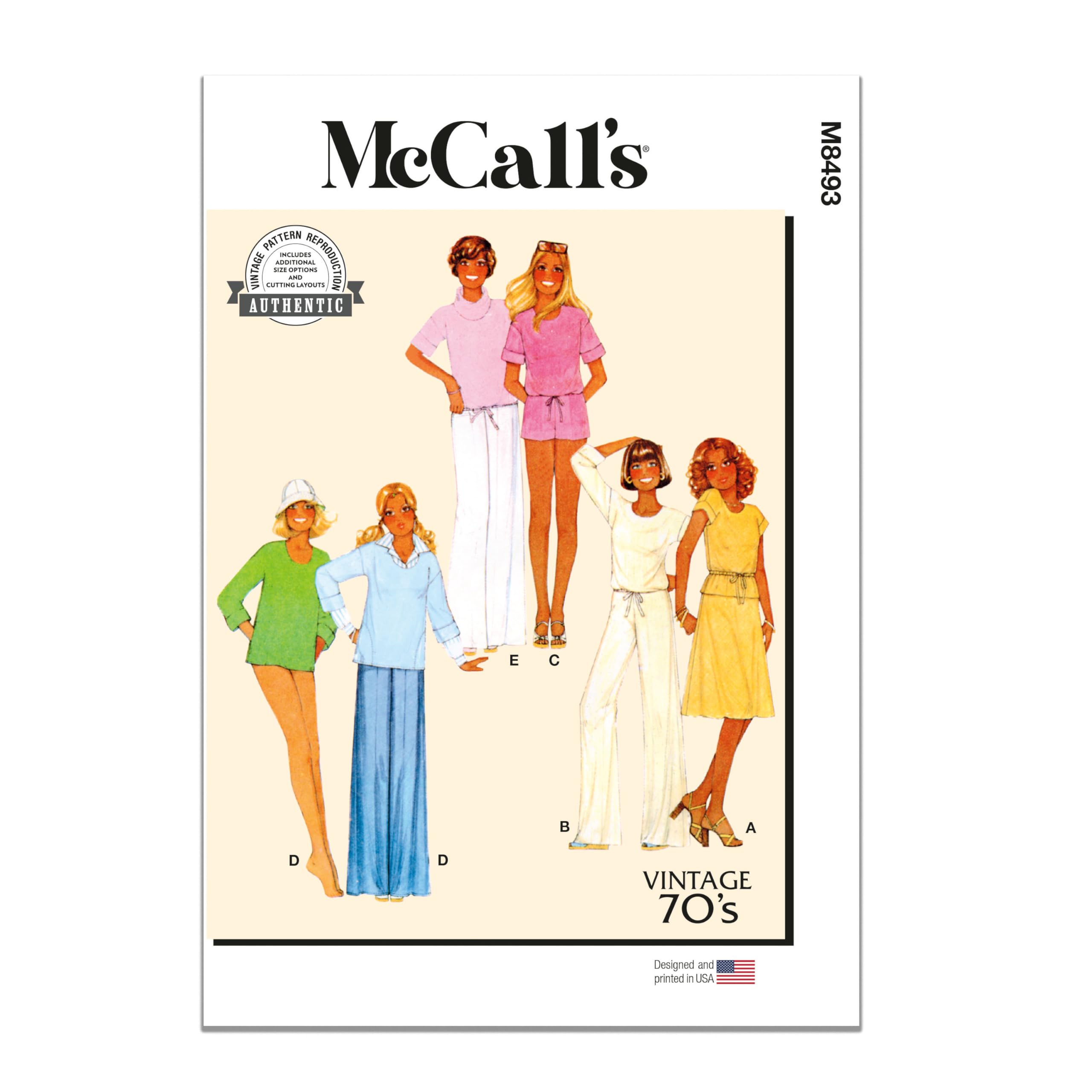 MCCALLS Sewing Pattern M8493A Misses' Knit Tops, Skirt, Trousers and Shorts A (XS-S-M-L)