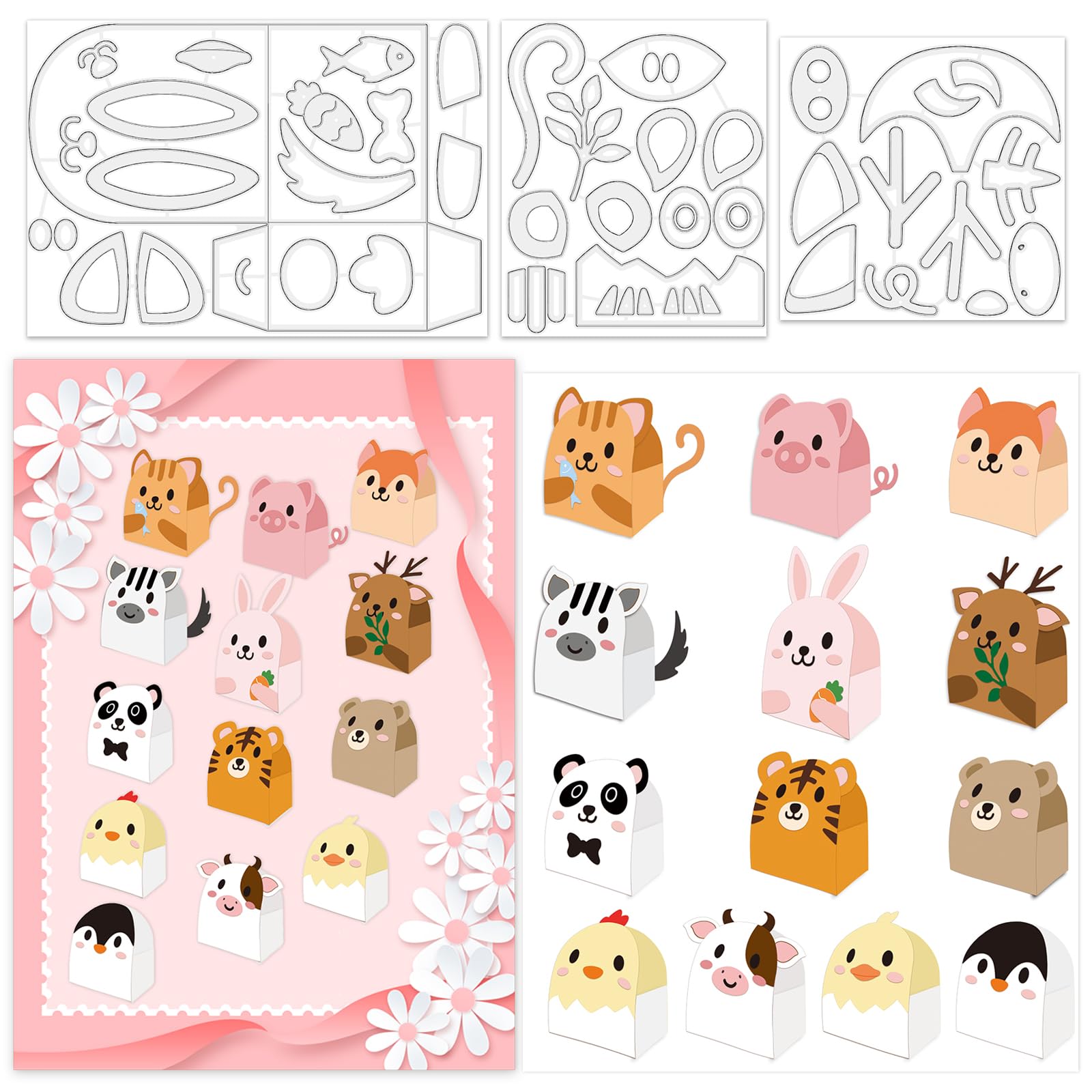 INFUNLY 3D Rabbit Cutting Dies Stencils Animal Candy Box Metal Die Cuts Paper Card Craft Cutting Die Kit for Card Making and Photo Album Decorations