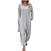 SOLY HUX Jumpsuits for Women One Piece Ribbed Knit Long Sleeve Fall Jumpsuit Baggy Long Pants Romper with Pockets Loungewear