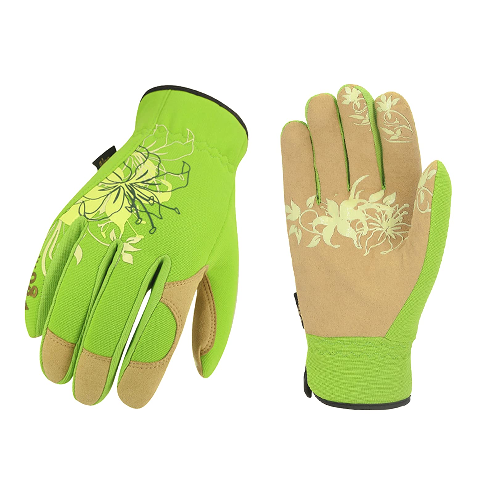 Vgo... Gardening Gloves Women in Leather, Work Gloves Gauntlet Thorn Proof for Yard Garden Agriculture, 1 pair