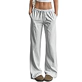 BemorRun Women's Pajama Pants Wide Leg Striped Cotton women Drawstring Lounge Pj Pants with Pockets