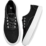 ladies black canvas pumps