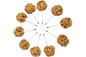 Sanrich Rose Boutonnières Men's Lapel Pins Satin Flower 10 Pack Groom Wedding Boutonniere Suit Brooch Outfit Accessories