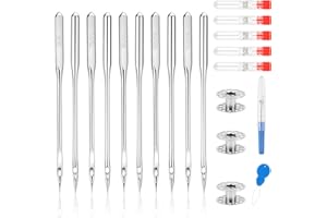 Hoiny 100 Pcs Universal Sewing Machine Needles, 5 Size Needles with Bobbin, Needle Threader, Ripper, Compatible with Singer Brother Janome (HAX1 65/9,75/11,90/14,100/16,110/18)