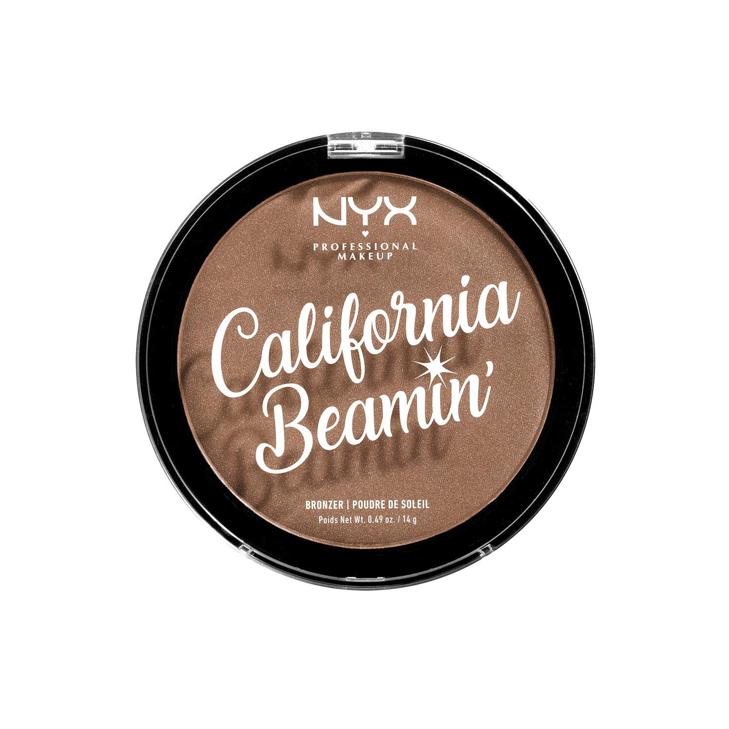 NYX Professional Makeup California Beamin' Face and Body Bronzer, Shimmery Pressed Powder, Large Format, Vegan Formula, Satin Finish, 14 g, Shade: The Golden One