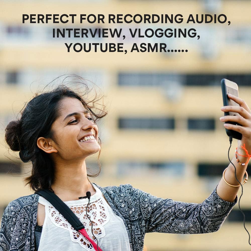 Lavalier Microphone MAONO AU-100R Rechargeable Omnidirectional Condenser Clip On Lapel Mic with LED Indicator for Recording, Interview, Vlogging, Voice Dictation, ASMR, Camera, DSLR, Smartphone, PC: Musical Instruments