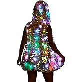 NIWOTA LED Light up Sequin Jacket for Women Flash Sparkly Vest Led Rave Costume Festival Outfits