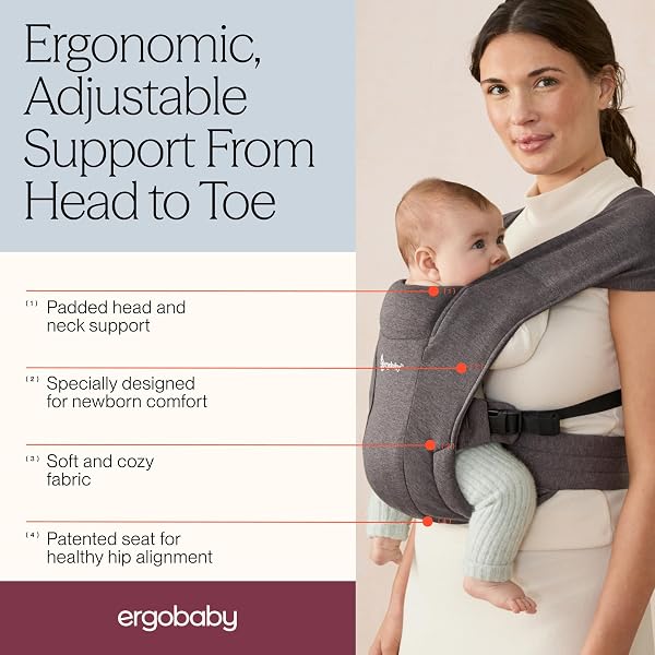 ERGOBABY EMBRACE NEWBORN BABY CARRIER FOR INFANTS 0-12 MONTHS (7-25 LBS) – ERGONOMIC 2-POSITION INFANT CARRIER WITH HEAD AND NECK SUPPORT, HIP-HEALTHY POSITIONING – OLIVE