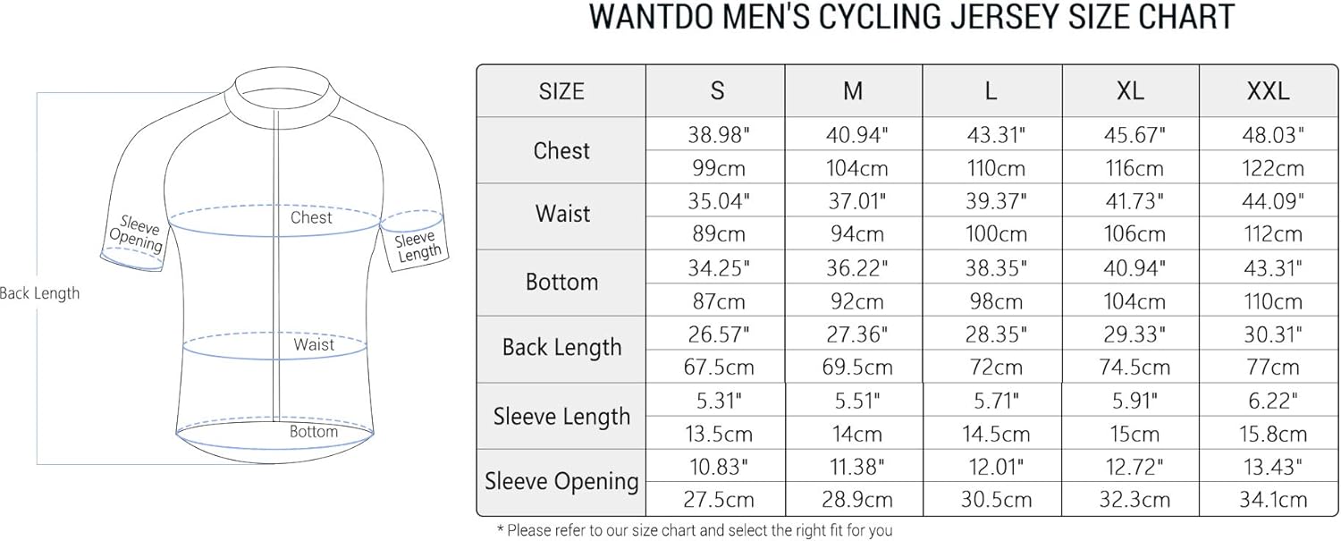 Wantdo Cycling Jersey for Men Short Sleeve Biking Shirt with 3 Rear Pockets: Clothing
