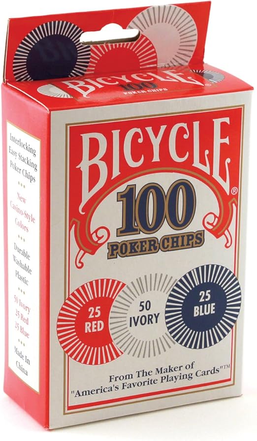 Bicycle Poker Chips – 100 Count con 3 Colores: Amazon.es: Juguetes y juegos
