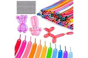 MCPINKY 100PCS 260q Long Balloons，Rainbow Twisting Balloons Thicken Latex Animal Balloons for Kids Birthday Wedding Party Decorations Ballon Arch DIY