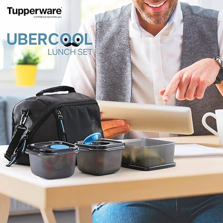 CloudNine Plastic Tupperware Ubercool Lunch Set (Multicolour, TupUberSet)