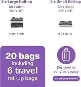 Bramble 20 Pack Vacuum Storage Bags for Clothes, Extra Large & Travel Sizes view 6