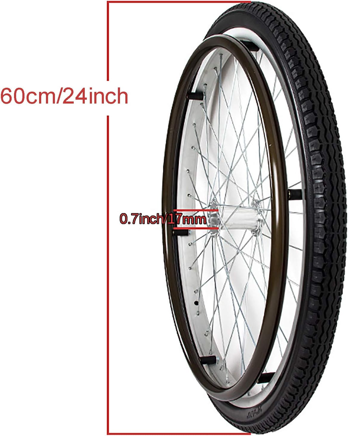 24inch Rear Caster Tires Wheels Assembly, Solid Rubber Walker Wheels Aluminum Handrim For Many Standard Wheelchairs/Electric Wheelchair 1 Pair: Kitchen & Dining