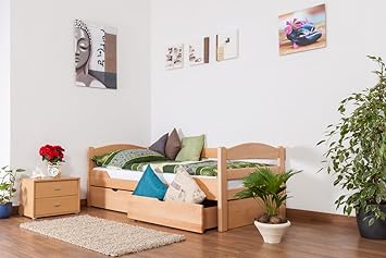 Einzelbett/Funktionsbett'Easy Premium Line' K1/n/s inkl 2 Schubladen und 2 Abdeckblenden, 90 x 200 cm Buche Vollholz massiv N
