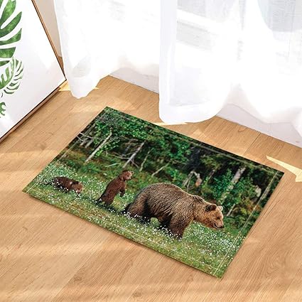 ZHWL6688 Tierdusche Dekor Wilde Mutter Grizzlybär spielt ihre Babie