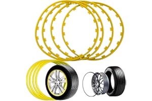LenTLy 16-20" Car Rims Edge Trim Protector Wheel Protection Ring, Alloy Wheel Edge Ring Rim Protectors Tyres Tire Guard Set of 4, Anti-Scratch Car Refit Trims Kit(Size:19 inch,Color:Yellow)