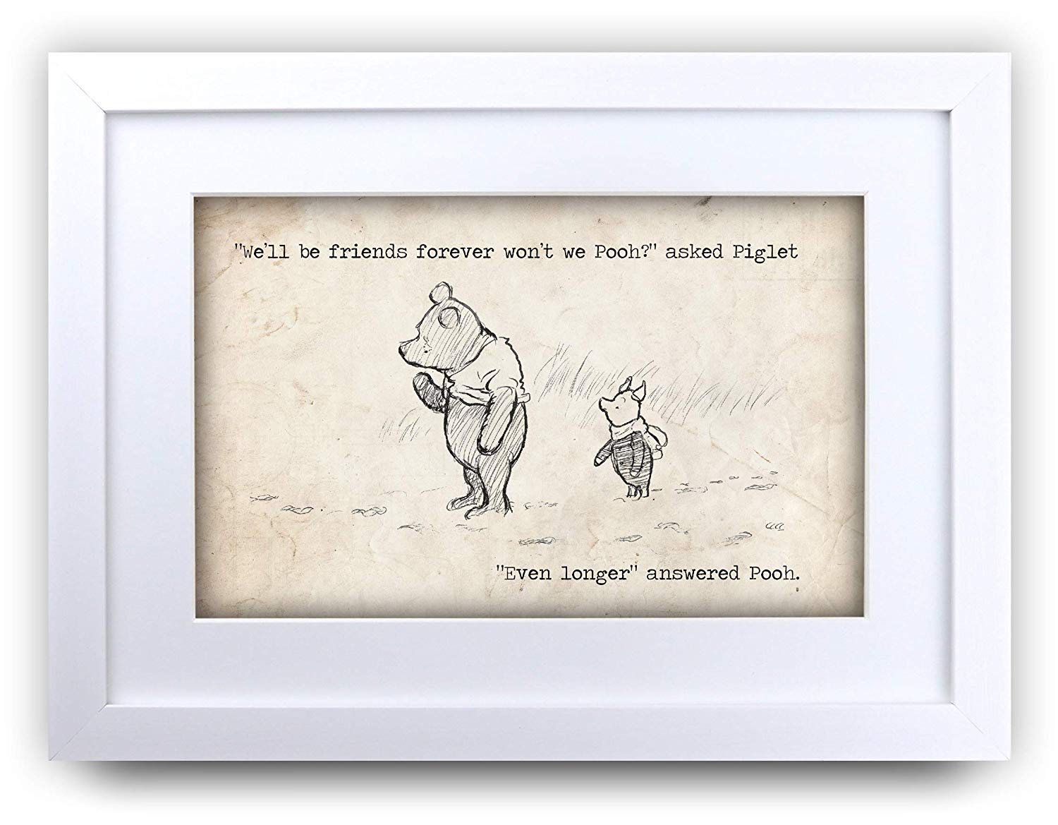 HWC Trading FR Winnie the Pooh Friends Forever A3 Framed Printed Quote Nursery Print Baby Shower Room Gifts New Born Bedroom Gift Print Photo Picture Frame Display