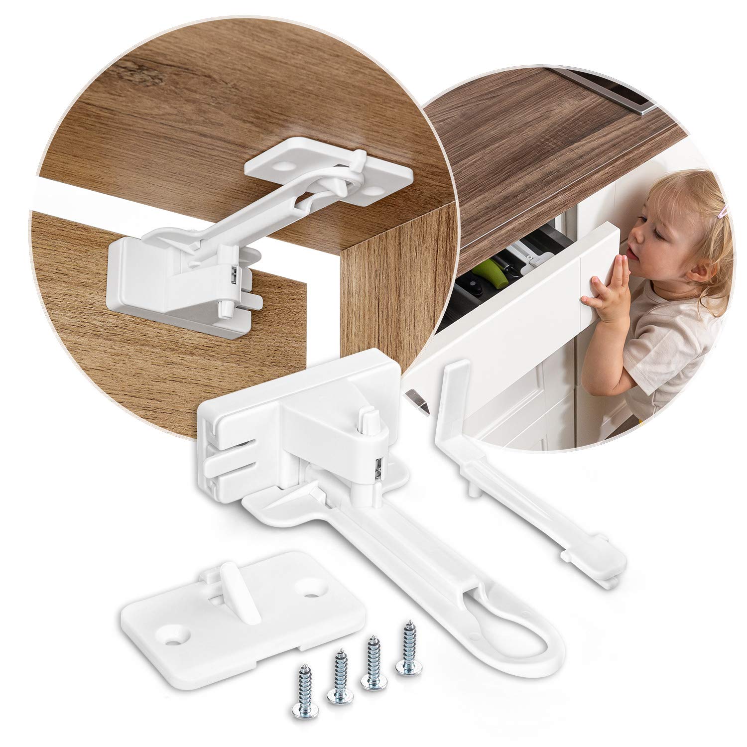 reer Cutlery Drawer Lock | Child Lock for Drawers | Easy Adhesive or Screw Mounting | Ideal for Low Drawers, e.g. with Cutlery Tray