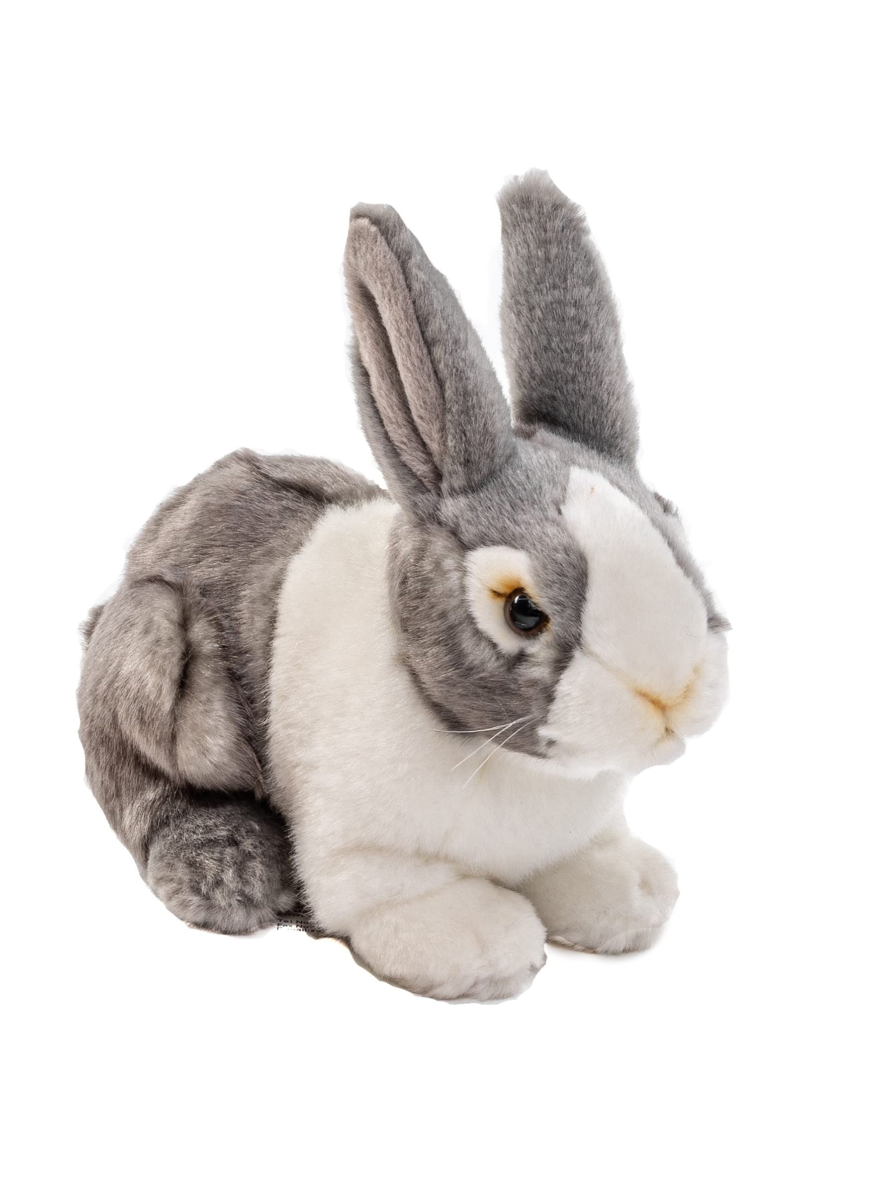 Uni-Toys Rabbit Grey/White, Sitting - 20 cm (Length) - Plush Rabbit - Plush Toy, Cuddly Toy