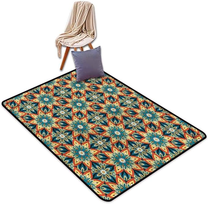 Alfombra Rectangular, otomana ornamentada Floral Vintage, Super Absorbe