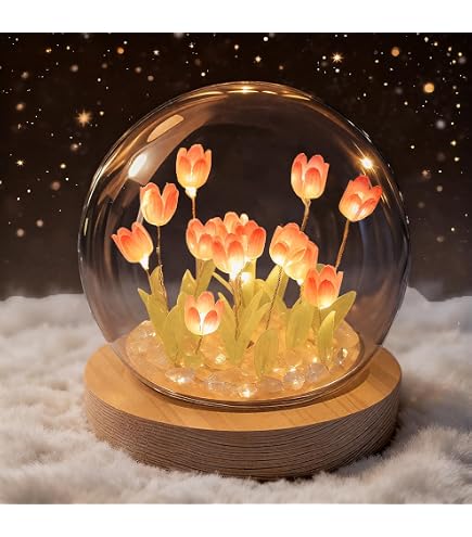 Lifnatty Tulips Lamp Gifts for Women, Tulips Artificial Flowers