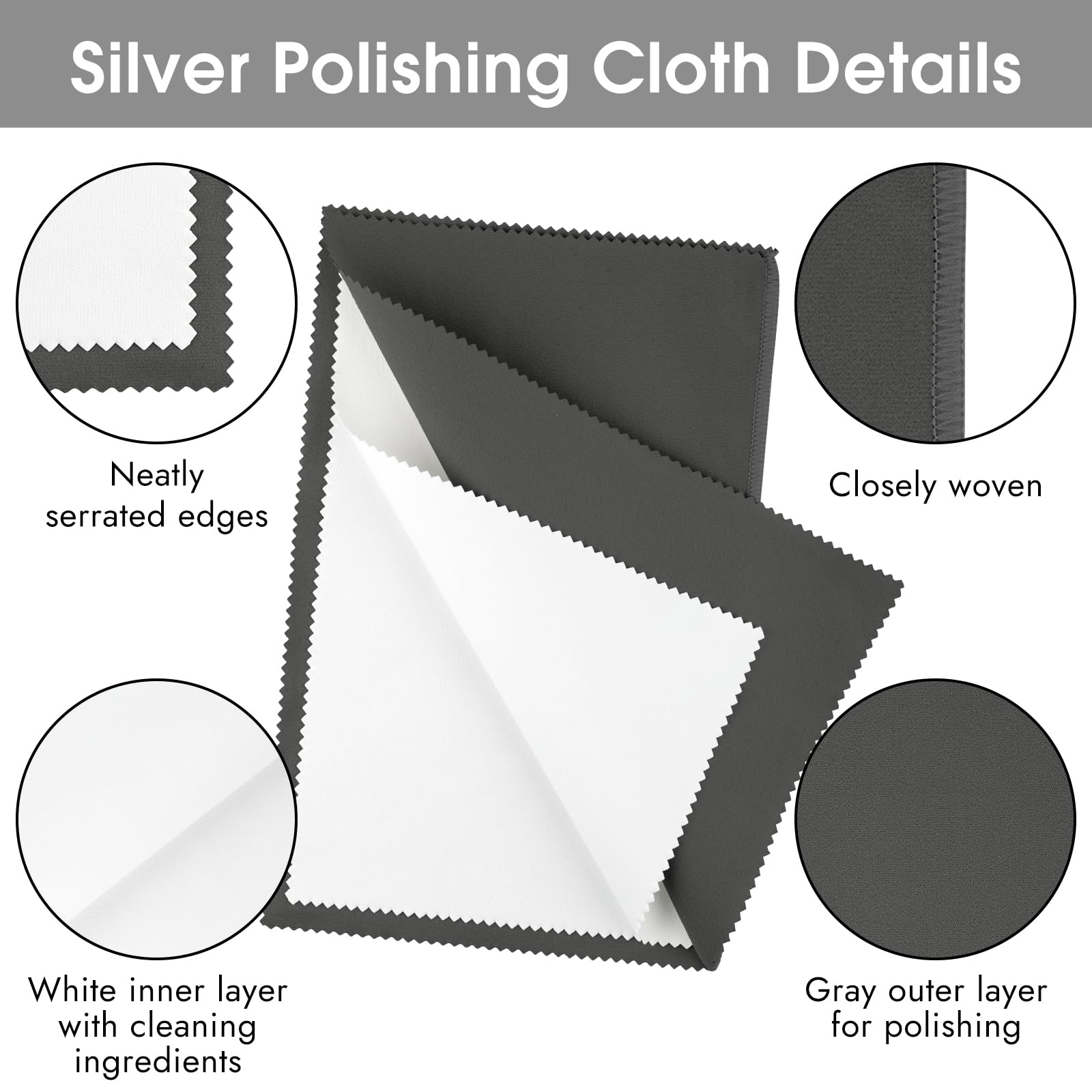 3 Pcs Silver Polishing Cloth, Large 10