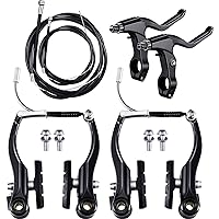 Boao Complete V-Type Bike Brake Set, Front and Rear Bike MTB Brake Inner and Outer Cables and Lever Kit Includes Calipers Lev