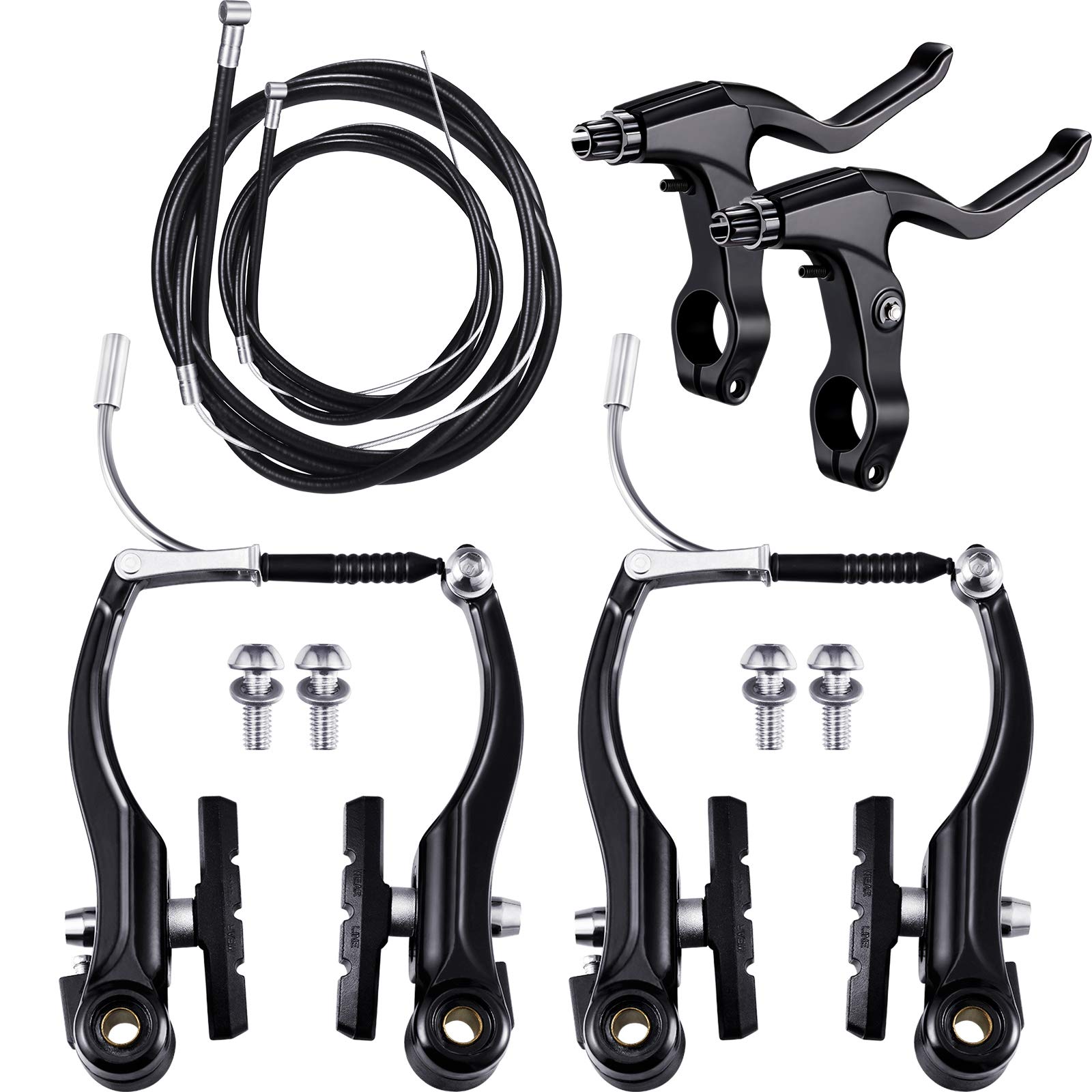 Photo 1 of Complete Bike Brake Set, Black Front and Rear Bike MTB Hybrid Brake Inner and Outer Cables and Lever Kit Includes Callipers Levers Cables Black