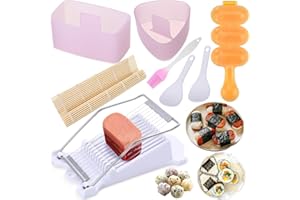 Gpurplebud Spam Musubi Mold - 8PCS Musubi Molds Kit with Spam Slicer Rice Ball Mold Sushi Rolling Mat Rice Molds Onigiri Mold Set Sushi Making Tool for Bento Kitchen Egg Slicer