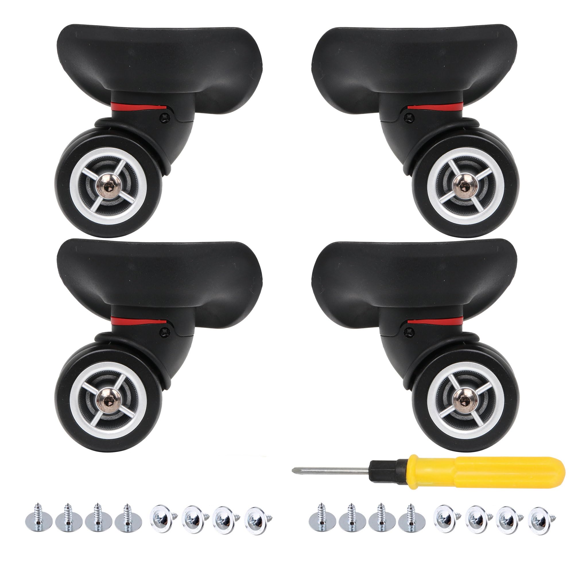 Photo 1 of 2 Pair Replacement Wheels for Luggage 360 Swivel Dual Suitcase Casters Roller Black (W042)
