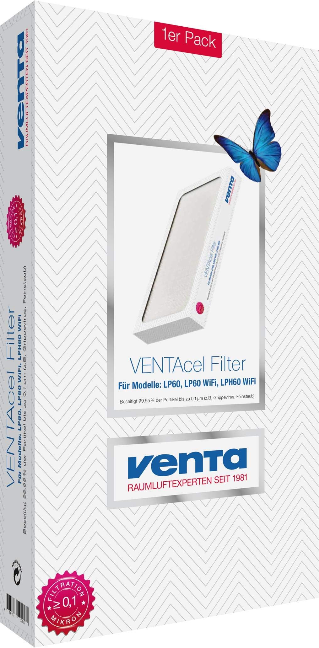 VENTA 2220100 VentAcel Filter Pack of 1, White