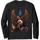 Patriotic American Design With Eagle And Flag Long Sleeve T-Shirt