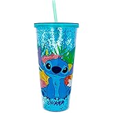Silver Buffalo Disney Lilo and Stitch “Ohana” Confetti Cold Cup, 32 Ounces