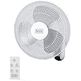 BLACK+DECKER 16" Wall Fan with Remote Control, Oscillating Fan with 3 Speed Settings and Shut Off Fan Timer, Wall Mount Fan with Adjustable Tilt Angle, White