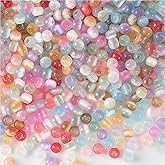 ARTISAMILY 1500pcs 4mm Cat Eye Glass Seed Beads Crystal Small Bracelet Beads Tiny Colorful Loose Spacer Bead Decorative Necklace Bead for DIY Craft