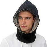 YUNCHASE EMF Protection Hood, Silver Fiber Lined Balaclava, Faraday Fabric Head Cover for Blocking WiFi, 5G, RF Radiation, Breathable Cotton Outer Layer with Adjustable Drawstring for Men Women