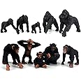 FUNSHOWCASE African Jungle Animals Toy Chimpanzees and Gorilla Figure Realistic Plastic Figurine Playset Lot 10-Piece