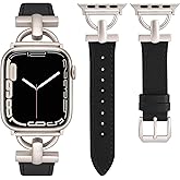 Wearlizer Leather Band Compatible with Apple Watch Bands Women 41mm 40mm 38mm 49mm 46mm 45mm 44mm 42mm, Fancy Dressy Strap for iWatch Series 11 10 9 8 7 6 5 4 3 SE/Ultra 3 2 1