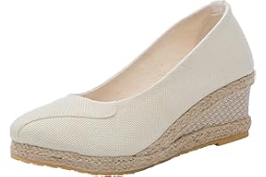 xaweyi Espadrilles for Women Slip on Women's Espadrilles Wedges Closed Toe Sandals Platform Heels Round Toe Summer Shoes
