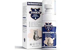 JAMBOS Cat Deterrent Spray - Safe Indoor & Outdoor Deterrent for Furniture Protection, Effective Training Aid with Natural Ingredients - Non-Toxic Anti-Scratch Formula (Blue, M)