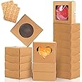 Moukiween 30 PCS Kraft Soap Boxes for Homemade Soap, 2.95 X 2.95X 1.18 Inch Packaging Gift Boxes with Window, Small Square Soap Wrapping Boxes (Brown)