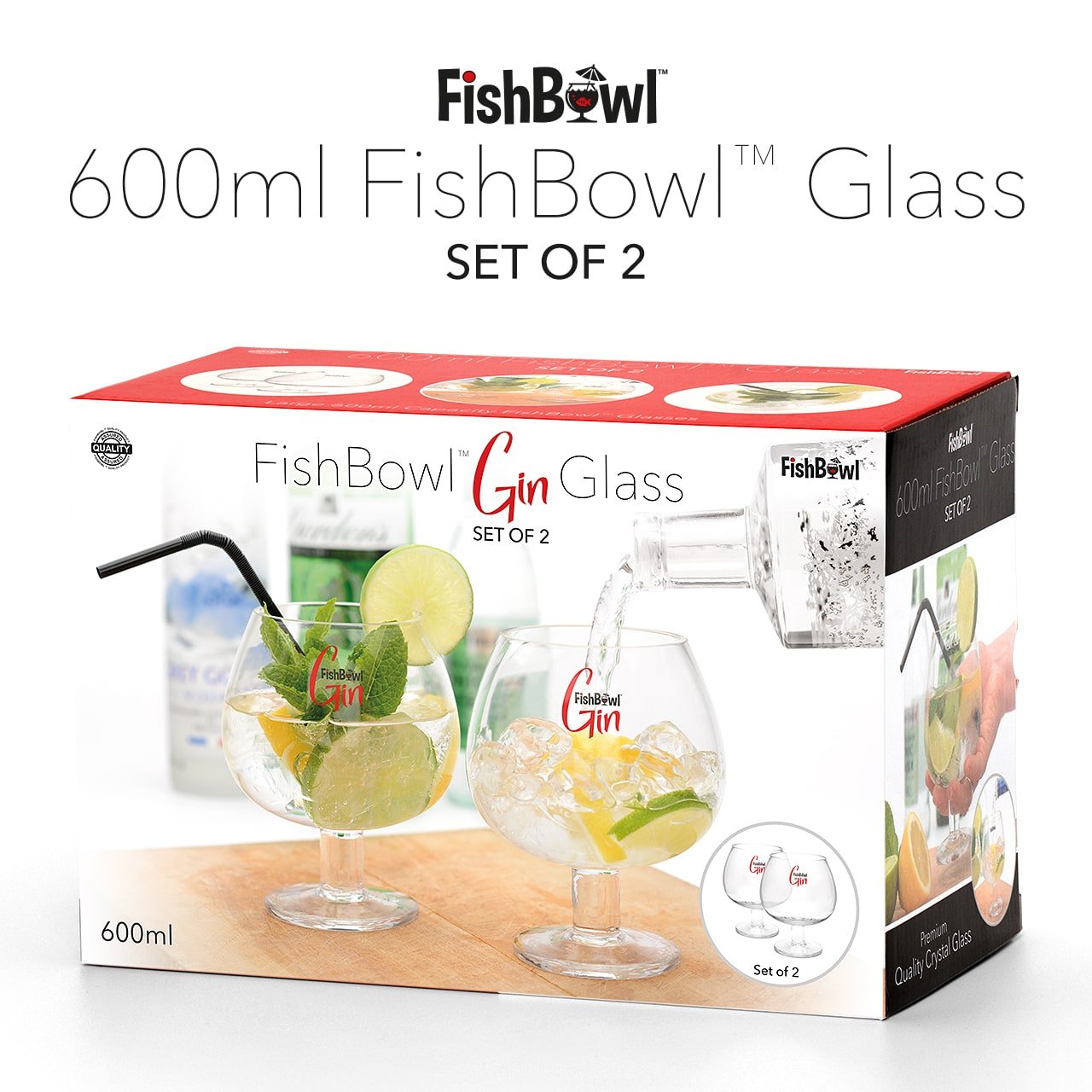 Set of 2 FishBowl™ Copa Gin and Tonic Vodka Cocktail Fish Bowl Glasses
