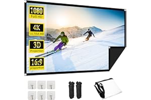 60 Inch Projector Screen, OKEDUO 4K 16:9 HD Portable Projection Movie Screen, Anti-Crease Indoor Outdoor, Simple Install, Easy Carrying Projection Screen for Camping, RVing, Outdoor Theater Nights