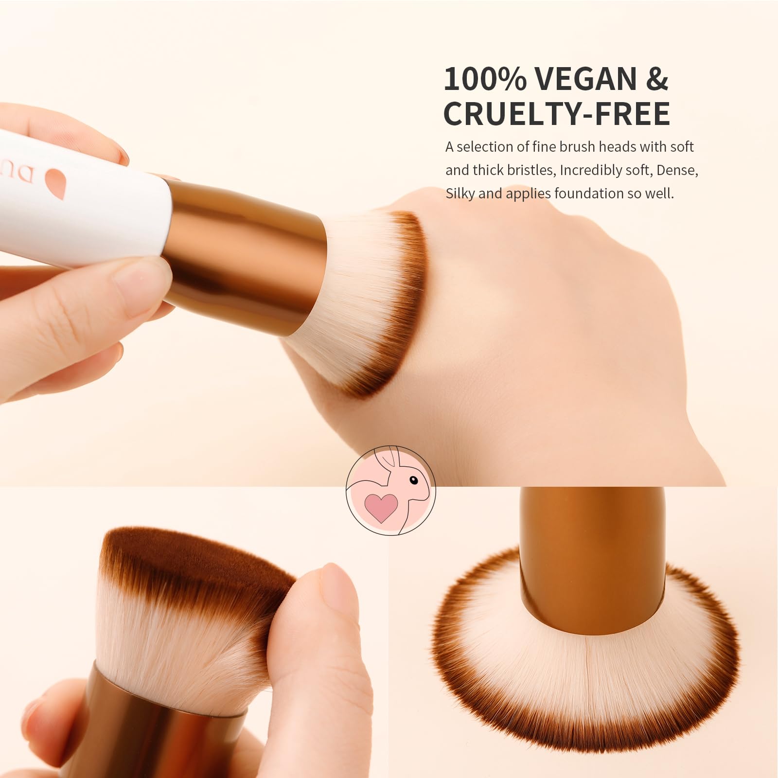 Foundation Brush 3pcs DUcare Flat Top Kabuki Brush Synthetic Professional Makeup Brushes Liquid Blending Mineral Powder Buffing Stippling