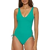 Becca Womens Modern Edge High-Leg One Piece Swimsuit, Scoop Neck, Bathing Suits for Women