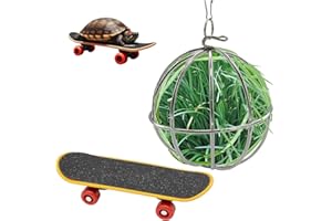 Tortoise Treat Ball and Mini Turtle Skateboard,Mini Reptile Training Skateboard,Food Ball Hanging Feeding Turtle Accessories