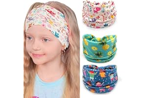 Bohend Girls Headbands Wide Knotted Hair Bands 3Pcs Non Slip Elastic Cute Head Bands Workout Yoga Sweatband Hair Accessories for Girls and Kids (E)